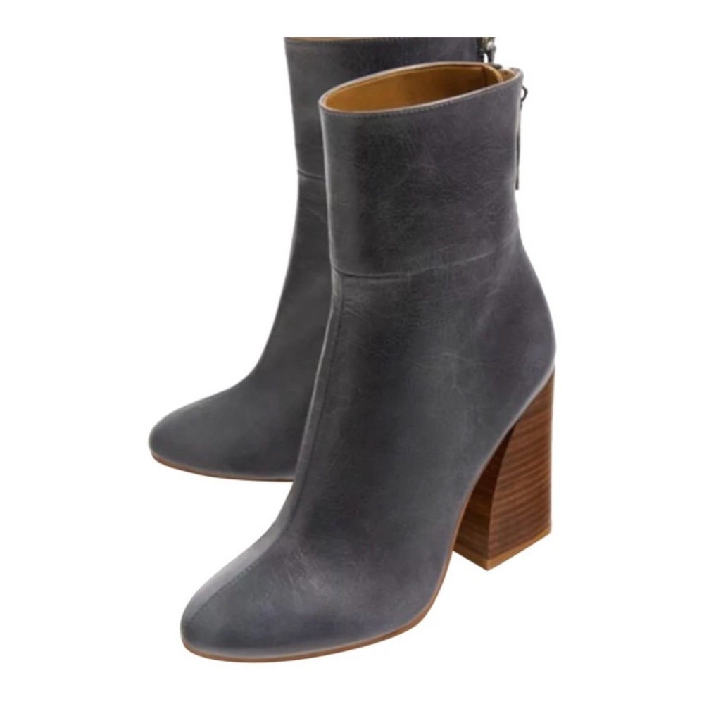 Zara Grey Leather Ankle Zip-up Boots/Booties
